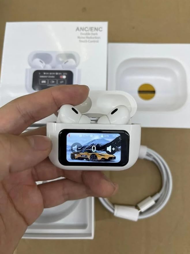 SmartBuds with Built-in Display True Wireless in Ear Earbuds with Mic, 13mm Drivers, Playback:Upto 38hr case,4-Mic Design ENC with Active Noise Cancellation